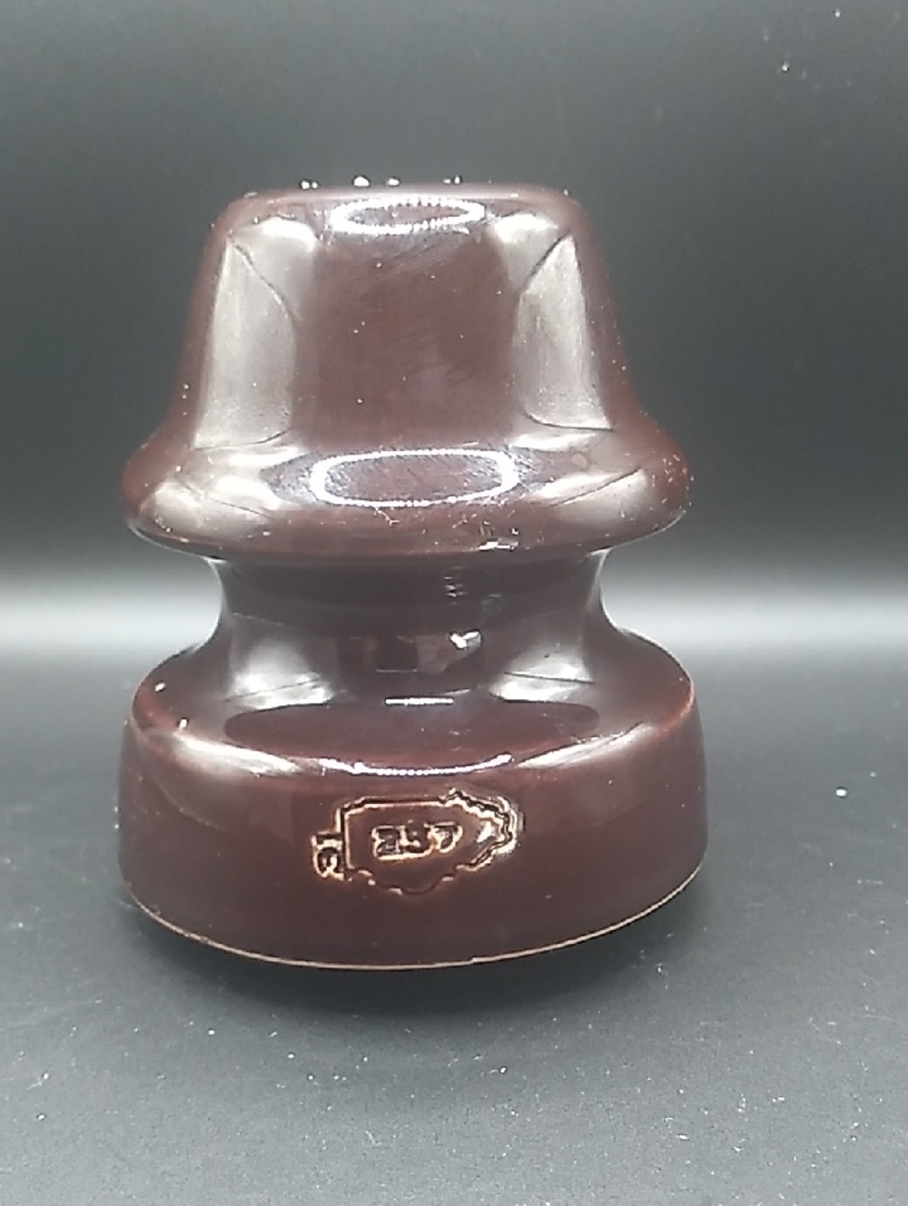 Vintage Brown Ceramic Electrical Insulator, Illinois Electric Porcelain Co. (B6)